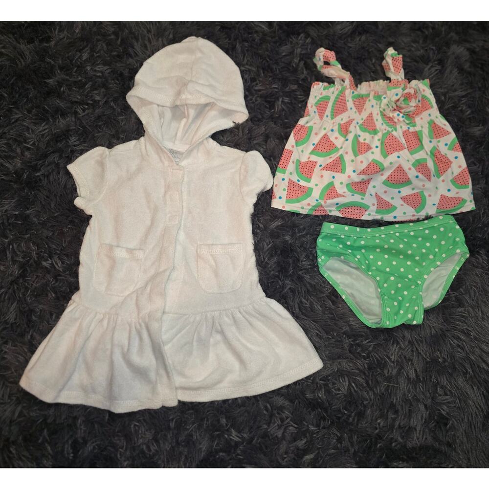 #164 Excellent Pre-Owned Lot of 2 Girl's Swimsuit & Cover Up by Koala Kids-18 mo